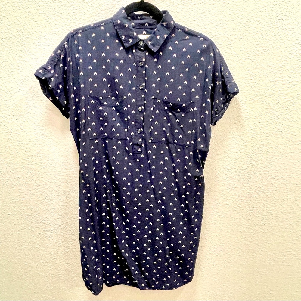 Marine Layer Navy Patterned Short-sleeved Shirtdress